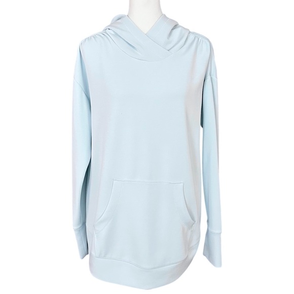 CALIA by Carrie Underwood Tops - CALIA Ruched Shoulder Hoodie Oversized Sweatshirt Glacier Blue Size Medium